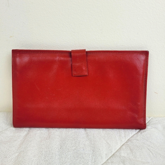 Prince Gardner Vintage Polished Cowhide Red Leather Travel Wallet 70's 4 1/2 X 8 - Picture 1 of 11